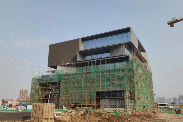Foshan City Showroom aerial during construction