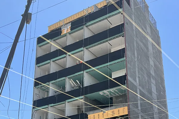 Building structure prepared for facade installation in Baghdad